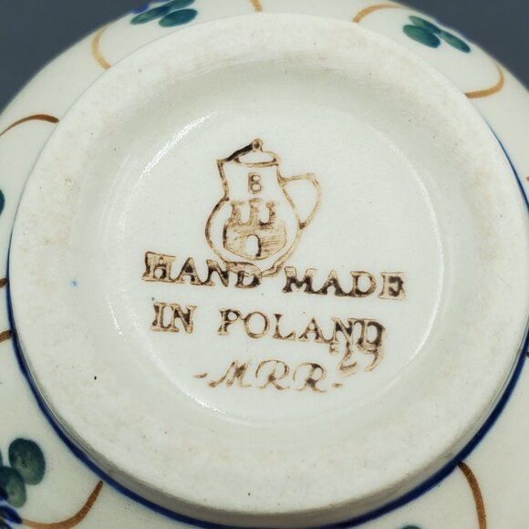 Polish Pottery Aster Trellis Mugs Made in Poland Blue Daisy Bubble Mugs - Picture 10 of 10